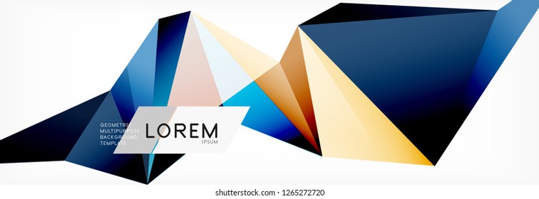 Estilo de arte poligonal triangular 3d. Futuro design geométrico. Decoração futurista de geometria vetorial.