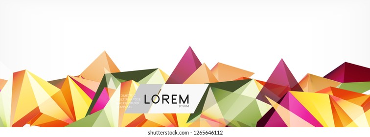 Triangle 3d polygonal art style. Future geometric design. Vector geometry futuristic decoration.