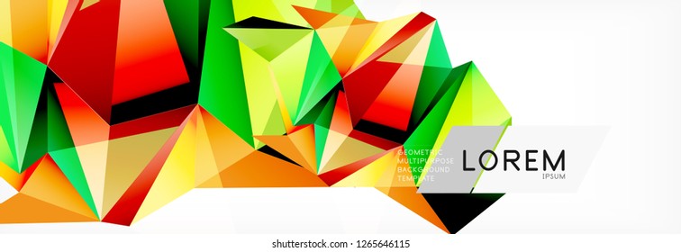 Estilo de arte poligonal triangular 3d. Futuro design geométrico. Decoração futurista de geometria vetorial.