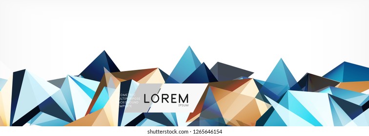 Triangle 3d polygonal art style. Future geometric design. Vector geometry futuristic decoration.