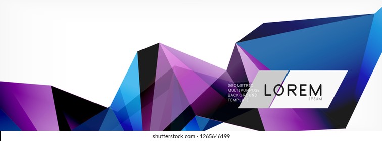 Triangle 3d polygonal art style. Future geometric design. Vector geometry futuristic decoration.