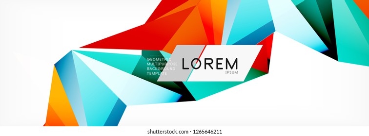 Triangle 3d polygonal art style. Future geometric design. Vector geometry futuristic decoration.