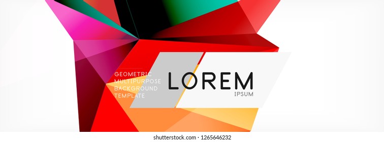 Triangle 3d polygonal art style. Future geometric design. Vector geometry futuristic decoration.