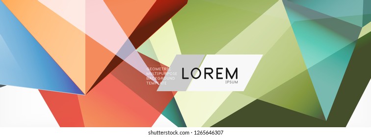 Triangle 3d polygonal art style. Future geometric design. Vector geometry futuristic decoration.