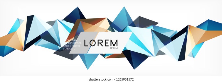 Estilo de arte poligonal triangular 3d. Diseño geométrico futuro. Geometría vectorial, decoración futurista.