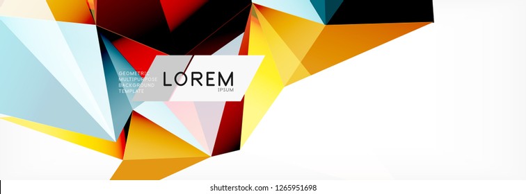 Triangle 3d polygonal art style. Future geometric design. Vector geometry futuristic decoration.
