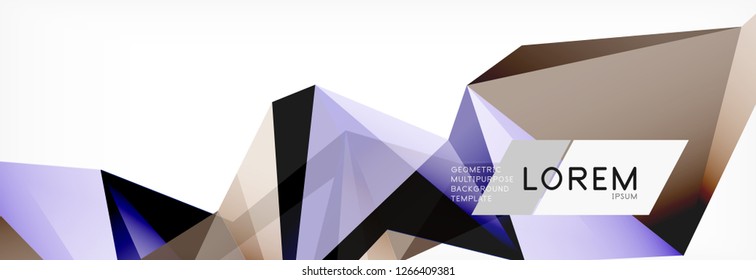 Triangle 3d polygonal art style. Future geometric design. Vector geometry futuristic decoration.