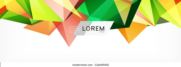 Triangle 3d polygonal art style. Future geometric design. Vector geometry futuristic decoration.