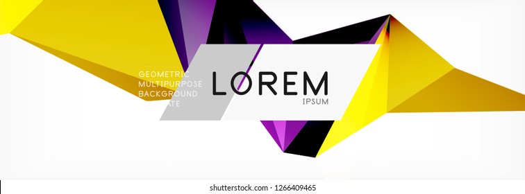 Triangle 3d polygonal art style. Future geometric design. Vector geometry futuristic decoration.