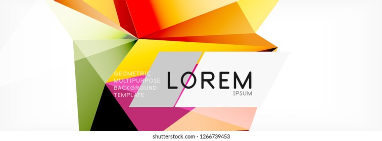 Triangle 3d polygonal art style. Future geometric design. Vector geometry futuristic decoration.