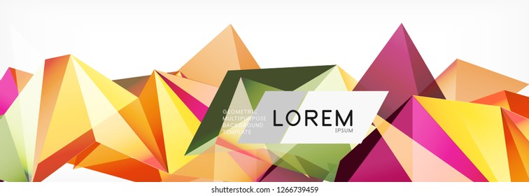 Triangle 3d polygonal art style. Future geometric design. Vector geometry futuristic decoration.
