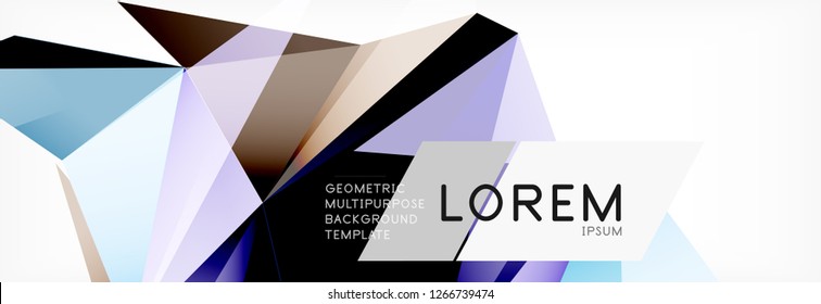 Triangle 3d polygonal art style. Future geometric design. Vector geometry futuristic decoration.