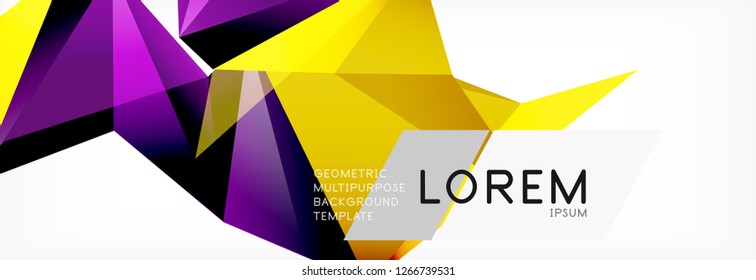 Triangle 3d polygonal art style. Future geometric design. Vector geometry futuristic decoration.