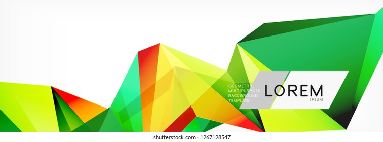 Estilo de arte poligonal triangular 3d. Diseño geométrico futuro. Geometría vectorial, decoración futurista.