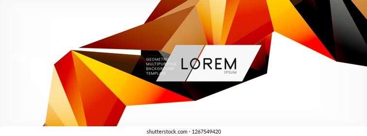 Estilo de arte poligonal triangular 3d. Diseño geométrico futuro. Geometría vectorial, decoración futurista.
