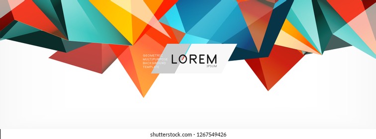 Triangle 3d polygonal art style. Future geometric design. Vector geometry futuristic decoration.