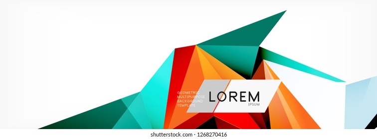 Estilo de arte poligonal triangular 3d. Diseño geométrico futuro. Geometría vectorial, decoración futurista.