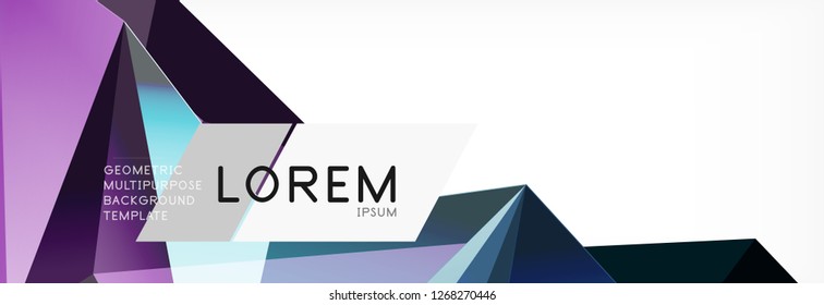 Triangle 3d polygonal art style. Future geometric design. Vector geometry futuristic decoration.