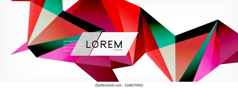 Triangle 3d polygonal art style. Future geometric design. Vector geometry futuristic decoration.