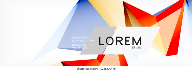 Triangle 3d polygonal art style. Future geometric design. Vector geometry futuristic decoration.