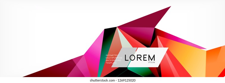 Triangle 3d polygonal art style. Future geometric design. Vector geometry futuristic decoration.