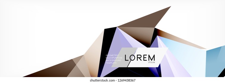 Triangle 3d polygonal art style. Future geometric design. Vector geometry futuristic decoration.