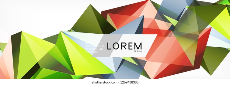 Triangle 3d polygonal art style. Future geometric design. Vector geometry futuristic decoration.
