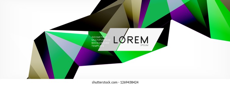 Estilo de arte poligonal triangular 3d. Diseño geométrico futuro. Geometría vectorial, decoración futurista.