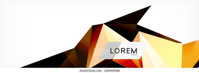 Triangle 3d polygonal art style. Future geometric design. Vector geometry futuristic decoration.