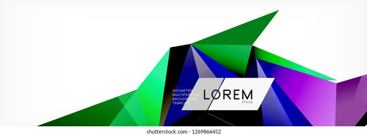 Estilo de arte poligonal triangular 3d. Diseño geométrico futuro. Geometría vectorial, decoración futurista.
