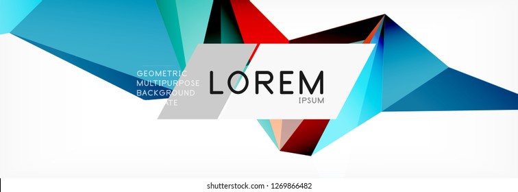 Triangle 3d polygonal art style. Future geometric design. Vector geometry futuristic decoration.