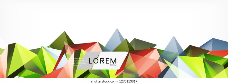 Triangle 3d polygonal art style. Future geometric design. Vector geometry futuristic decoration.