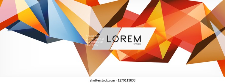 Triangle 3d polygonal art style. Future geometric design. Vector geometry futuristic decoration.