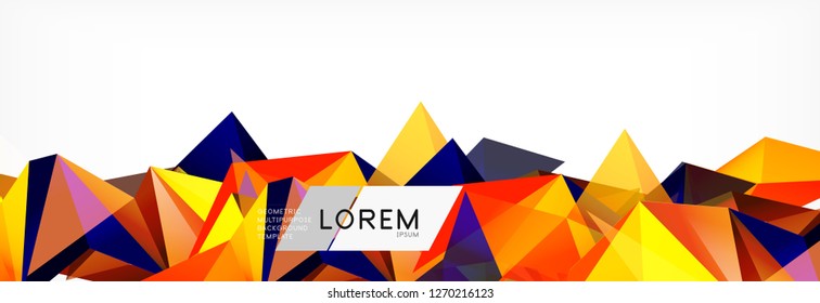 Estilo de arte poligonal triangular 3d. Diseño geométrico futuro. Geometría vectorial, decoración futurista.
