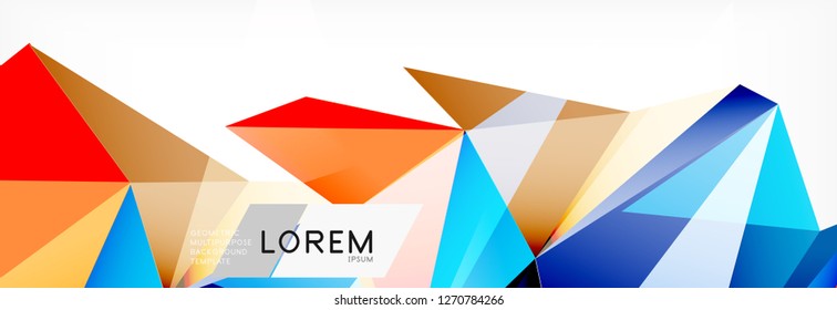 Triangle 3d polygonal art style. Future geometric design. Vector geometry futuristic decoration.