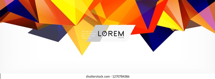 Triangle 3d polygonal art style. Future geometric design. Vector geometry futuristic decoration.