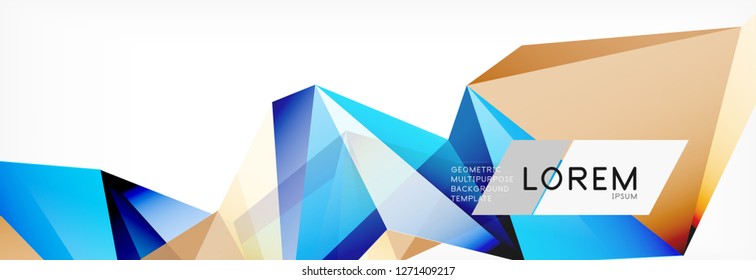 Triangle 3d polygonal art style. Future geometric design. Vector geometry futuristic decoration.