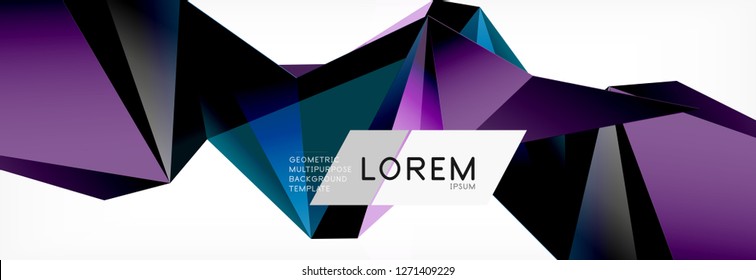 Estilo de arte poligonal triangular 3d. Diseño geométrico futuro. Geometría vectorial, decoración futurista.