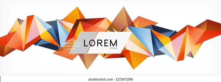 Estilo de arte poligonal triangular 3d. Diseño geométrico futuro. Geometría vectorial decoración futurista.