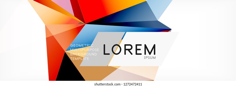 Triangle 3d polygonal art style. Future geometric design. Vector geometry futuristic decoration.