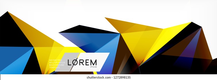 Estilo de arte poligonal triangular 3d. Diseño geométrico futuro. Geometría vectorial, decoración futurista.