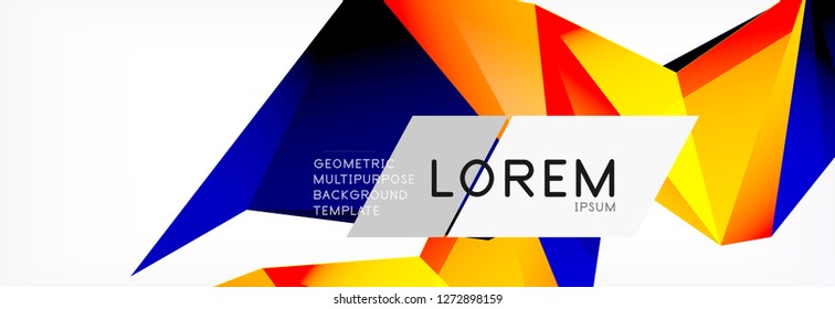 Triangle 3d polygonal art style. Future geometric design. Vector geometry futuristic decoration.