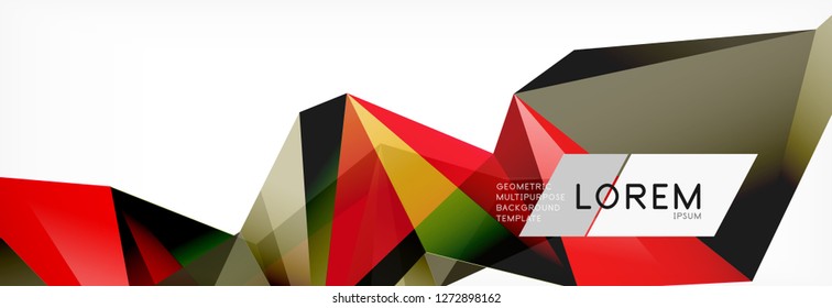 Triangle 3d polygonal art style. Future geometric design. Vector geometry futuristic decoration.