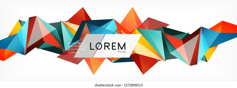 Estilo de arte poligonal triangular 3d. Futuro design geométrico. Decoração futurista de geometria vetorial.