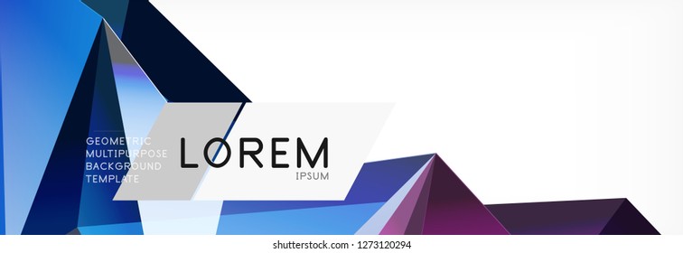 Triangle 3d polygonal art style. Future geometric design. Vector geometry futuristic decoration.