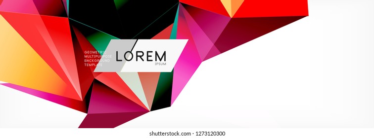 Estilo de arte poligonal triangular 3d. Diseño geométrico futuro. Geometría vectorial, decoración futurista.