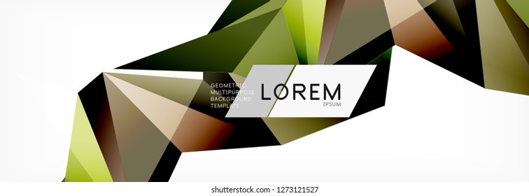Triangle 3d polygonal art style. Future geometric design. Vector geometry futuristic decoration.