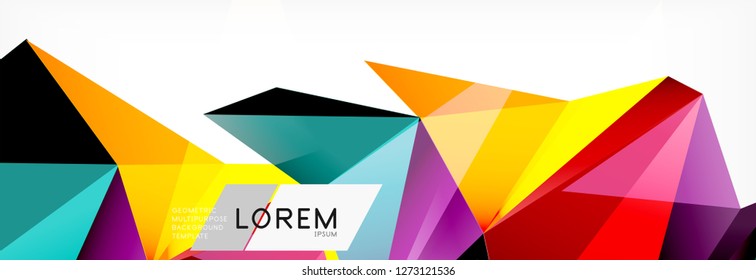 Triangle 3d polygonal art style. Future geometric design. Vector geometry futuristic decoration.