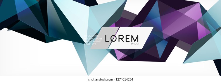 Estilo de arte poligonal triangular 3d. Diseño geométrico futuro. Geometría vectorial, decoración futurista.