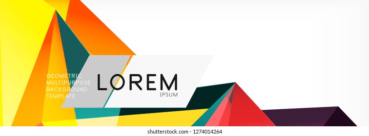 Triangle 3d polygonal art style. Future geometric design. Vector geometry futuristic decoration.